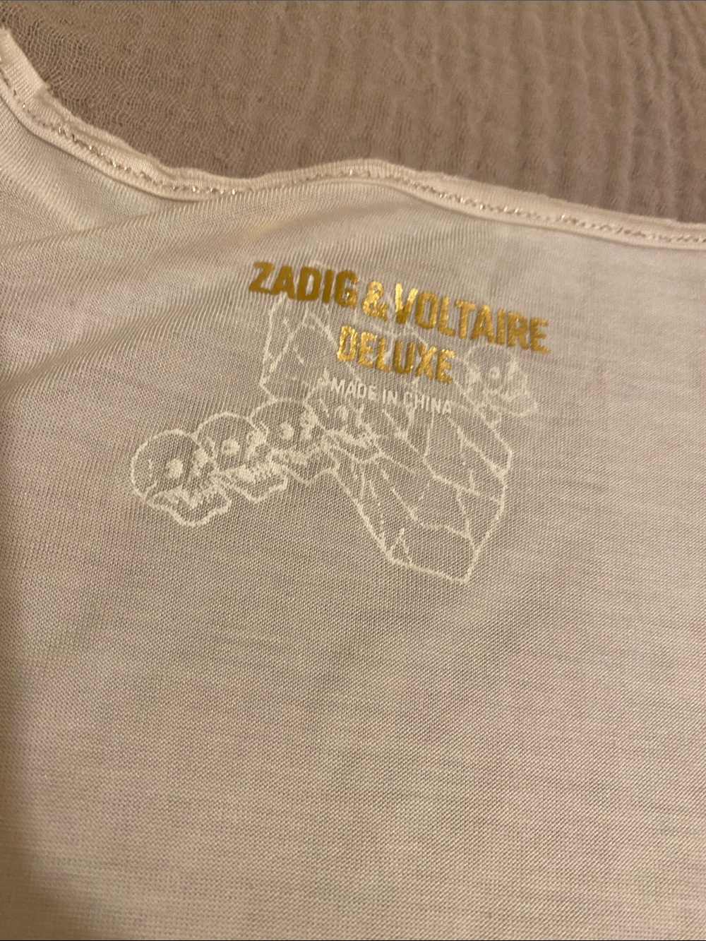 Zadig & Voltaire Delux Silk Cream Scoop Neck Tank with Pockets. Size L - Picture 6 of 7